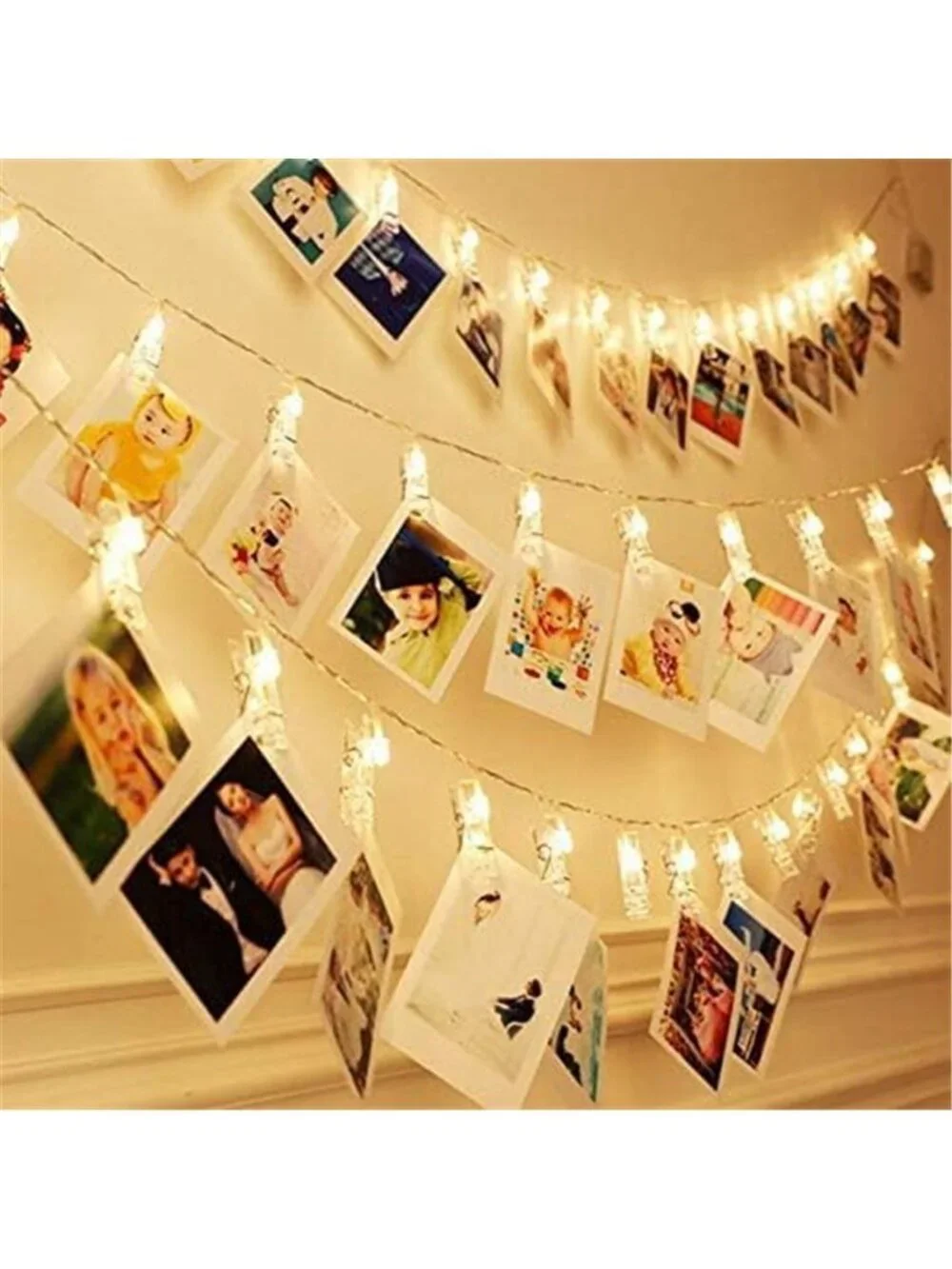LED Photo Clip String Lights Warm White Fairy Lights Bedroom Wall Decor